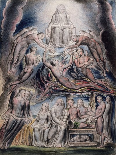 Illustrationen des Buches Hiob, pl.3 (Seite 2): Satan vor dem Thron Gottes, nach William Blake (1757-1827) von John Linnell